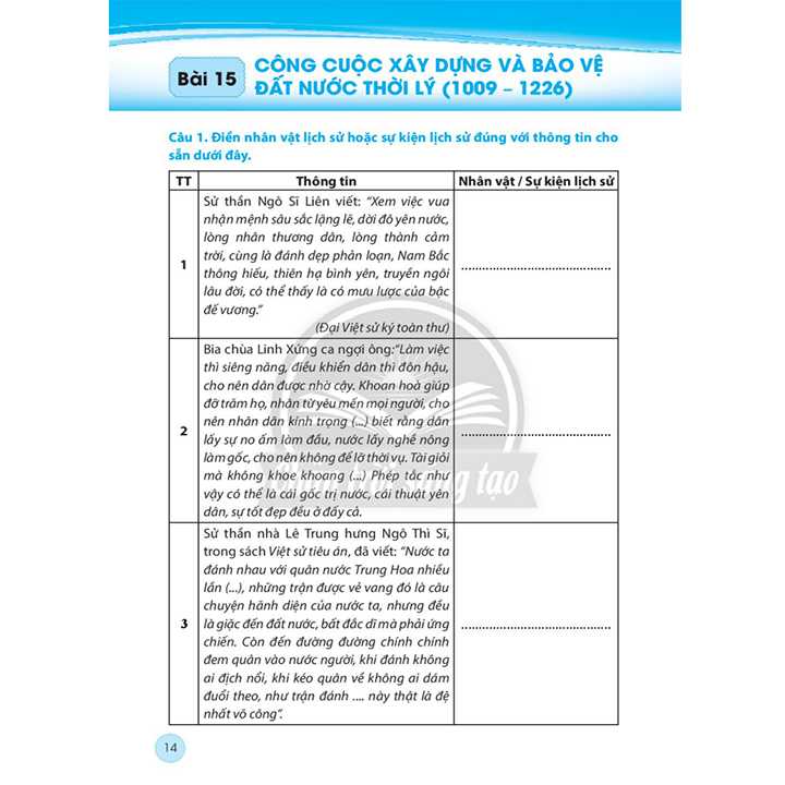 Bài Tập Lịch Sử 7 Phần Lịch Sử - Bộ Chân Trời - Ảnh 3