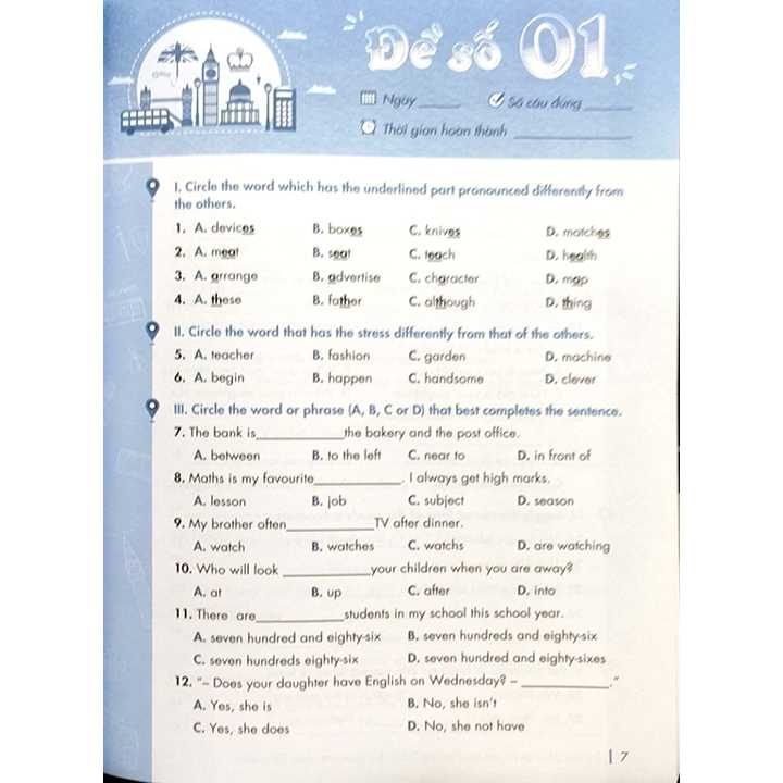 Chinh Phục Đề Thi Vào Lớp 6 Trường THCS Chất Lượng Cao Môn Tiếng Anh - Ảnh 2