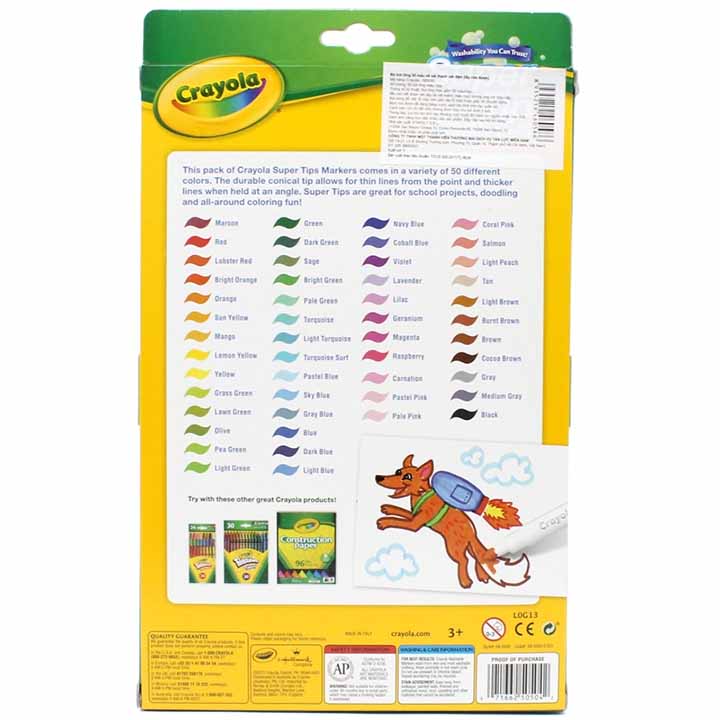 Hộp Bút Lông Màu Super Tips Washable Markers - 50 Màu - Crayola-585050 - Ảnh 5