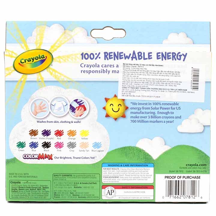 Hộp Bút Lông Màu Ultra Clean Washable Markers - 12 Màu - Crayola-587812 - Ảnh 5