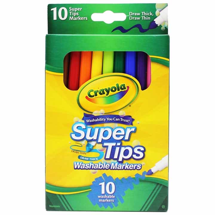 Hộp Bút Lông Màu Super Tips Washable Markers - 10 Màu - Crayola-588610 - Ảnh 1
