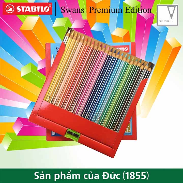 Hộp Bút Chì Màu STABILO Swans Premium 3.8mm - Hộp 24 Màu - CLP1869-24 - Ảnh 1