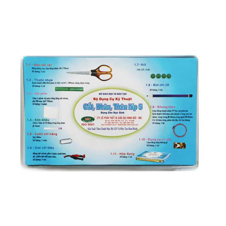Bộ Dụng Cụ Kỹ Thuật Cắt, Khâu, Thêu Lớp 5