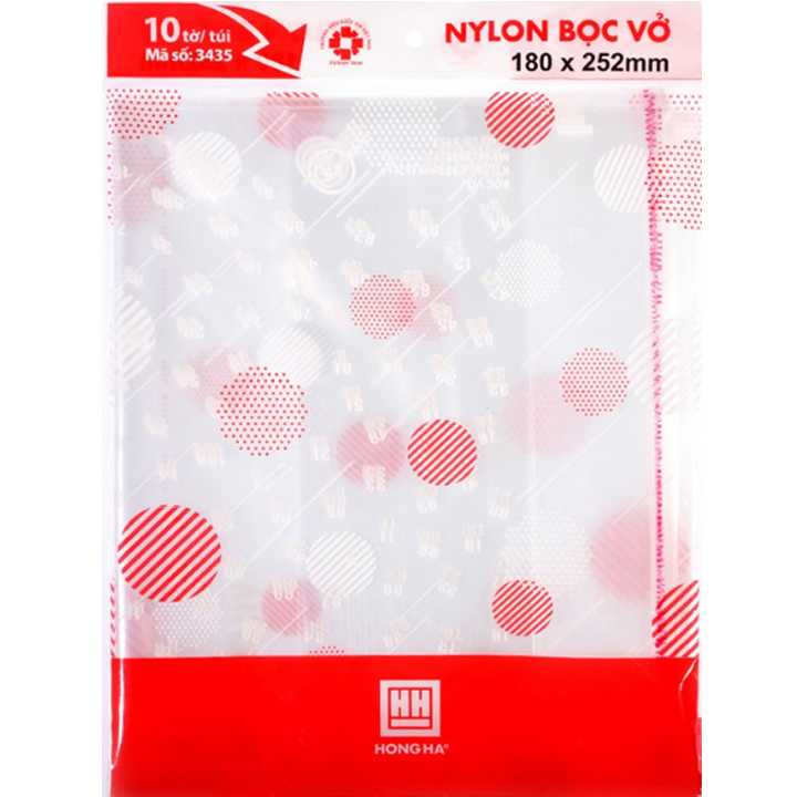 Bọc vở nylon cấp II Hồng Hà 3435 (180x252mm) tập 10 chiếc