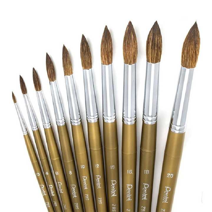 Cọ Vẽ Màu Nước Đầu Tròn Số 6 Pentel ZBS1-6 - Ảnh 4