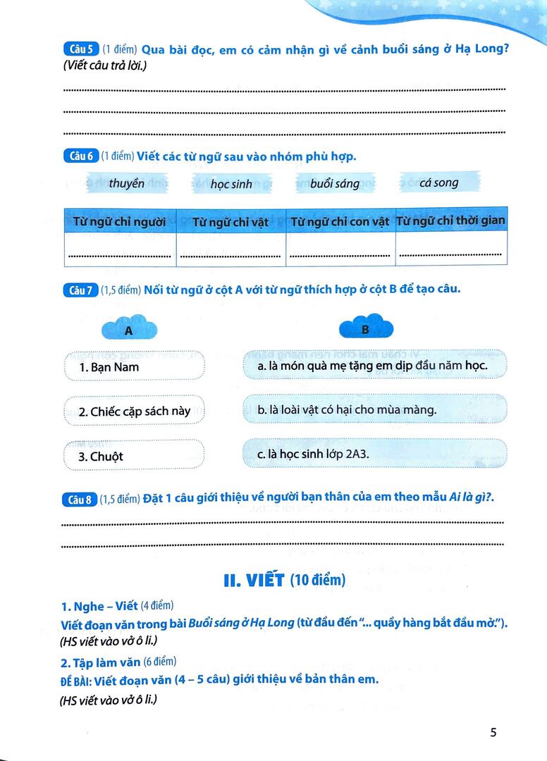 Phiếu tự đánh giá cuối tuần và kiểm tra định kì môn Tiếng Việt 2 (bộ sách Cánh Diều) - Ảnh 3