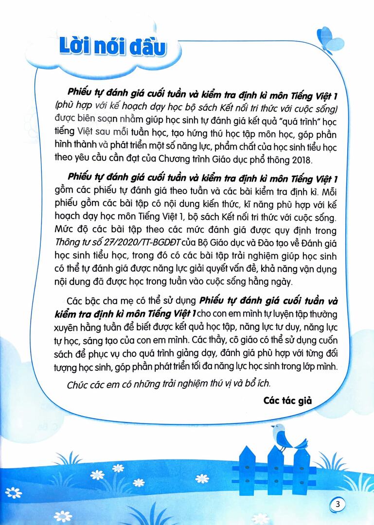 Phiếu tự đánh giá cuối tuần và kiểm tra định kì môn Tiếng Việt 1 (Kết nối tri thức ) - Ảnh 1
