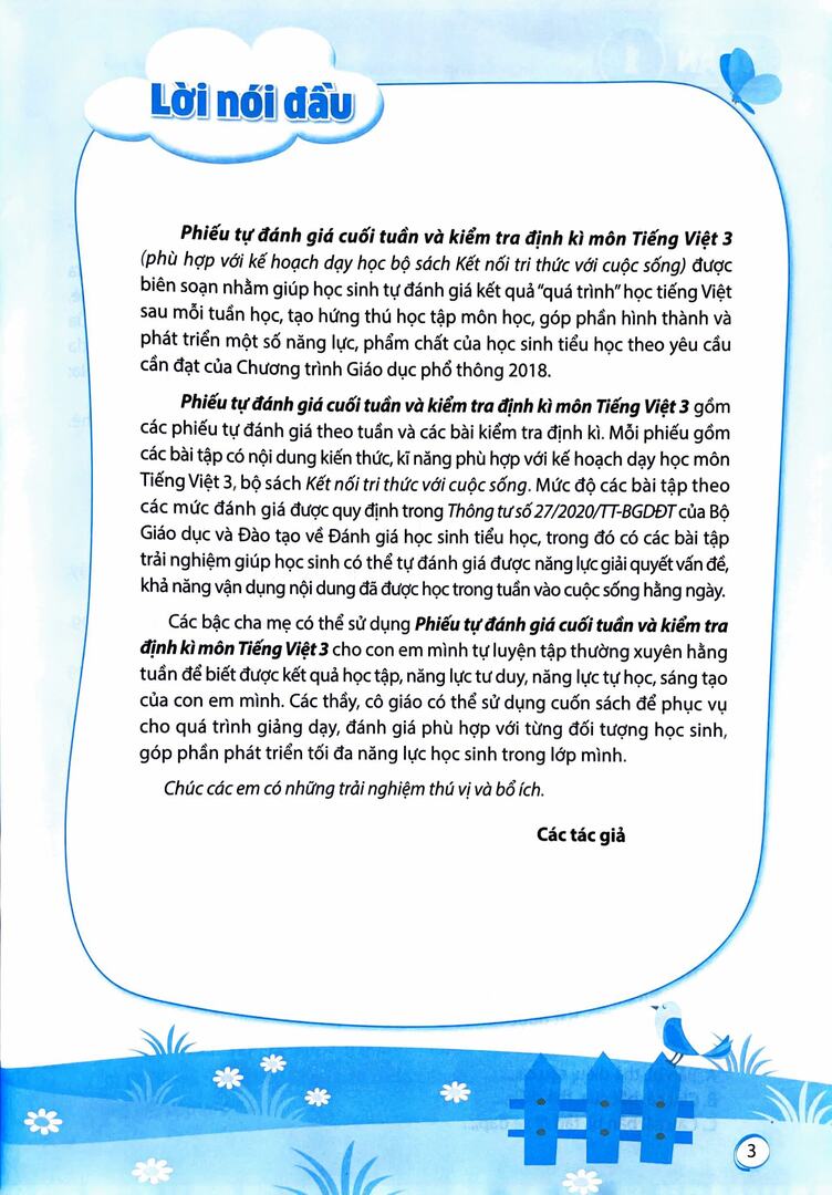 Sách Phiếu tự đánh giá cuối tuần và kiểm tra định kì môn Tiếng Việt 3 ( bộ sách Kết Nối tri thức ) - Ảnh 1