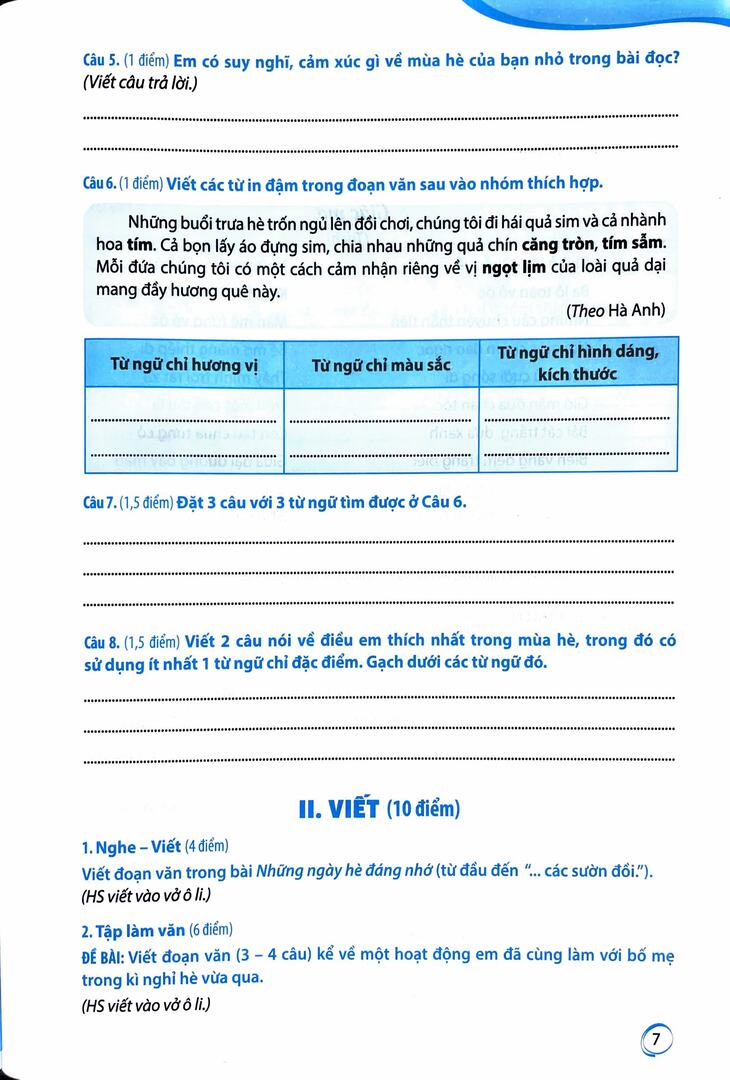 Sách Phiếu tự đánh giá cuối tuần và kiểm tra định kì môn Tiếng Việt 3 ( bộ sách Kết Nối tri thức ) - Ảnh 5