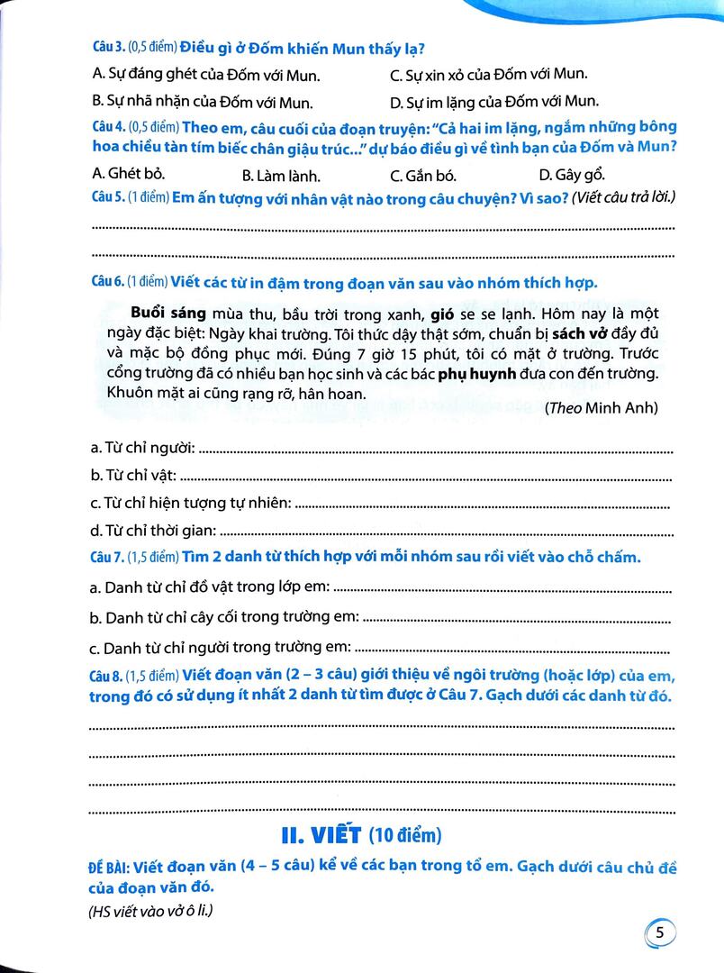 Phiếu tự đánh giá cuối tuần và kiểm tra định kì môn Tiếng Việt 4 (Kết nối tri thức ) - Ảnh 3