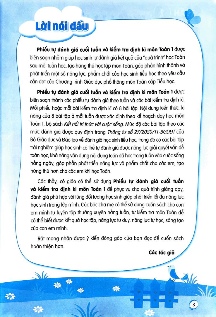 Phiếu tự đánh giá cuối tuần và kiểm tra định kì môn Toán 1 ( bộ sách Kết nối tri thức với cuộc sống) - Ảnh 1